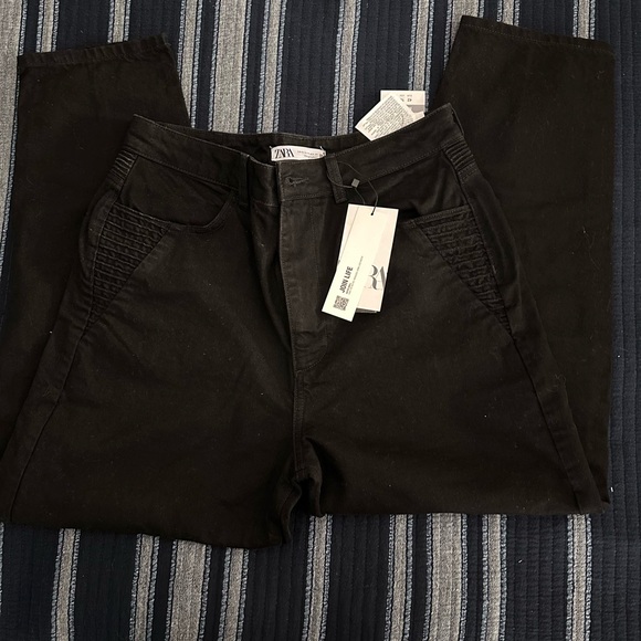 Zara Mom Fit Biker Jeans Black size 30 Nwt - Picture 5 of 6